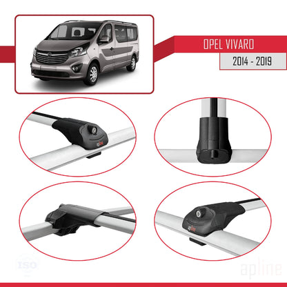 Compatible avec Opel Vivaro B 2014-2019 ACE-1 Barres de Toit Railing Porte-Bagages de Voiture Gris Aluminium 4 Barres