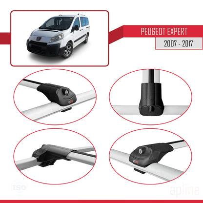 ACE-1 Dakdrager bagagedrager compatibel met Peugeot Expert 2 2007-2016 Spoorstaven Grijs Aluminium 4 Staven