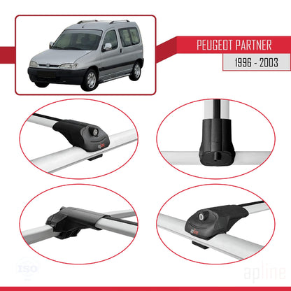 Compatible avec Peugeot Partner Pre-Facelift 1996-2003 ACE-1 Barres de Toit Railing Porte-Bagages de Voiture Gris Aluminium 3 Barres