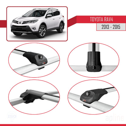 Kompatibel mit Toyota RAV4 IV (XA40) Pre-Facelift 2013-2015 ACE-1 Relingträger Dachträger Auto Gepäckträger Grau Aluminium 2 Stangen