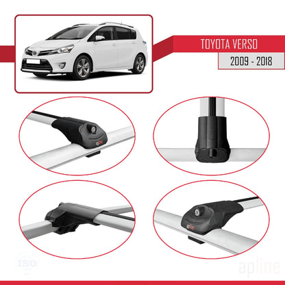 Compatible avec Toyota Verso (AR20) 2009-2018 ACE-1 Barres de Toit Railing Porte-Bagages de Voiture Gris Aluminium 3 Barres