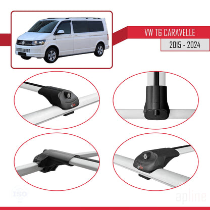 Compatibile con Volkswagen T6 Caravelle 2015-2024 ACE-1 Barre Tetto Portapacchi Auto Barre Portatutto Grigo Alluminio 3 Barre