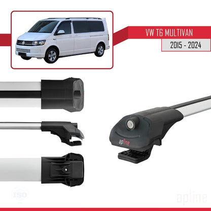 Compatible avec Volkswagen T6 Multivan 2015-2024 ACE-1 Barres de Toit Railing Porte-Bagages de Voiture Gris Aluminium 3 Barres