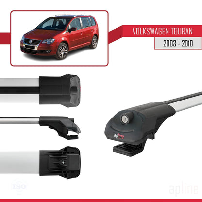 Compatible con Volkswagen Touran (1T) Pre-Facelift 2003-2010 ACE-1 Barras de Techo Auto Portaequipajes Barras Transversales Gris Aluminio 3 Barras