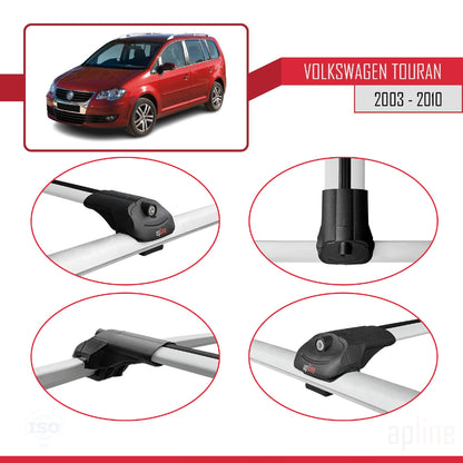 Compatible con Volkswagen Touran (1T) Pre-Facelift 2003-2010 ACE-1 Barras de Techo Auto Portaequipajes Barras Transversales Gris Aluminio 3 Barras
