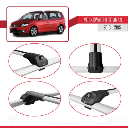 ACE-1 Dakdrager bagagedrager compatibel met Volkswagen Touran Cross Post-Facelift 2010-2015 Spoorstaven Grijs Aluminium 3 Staven