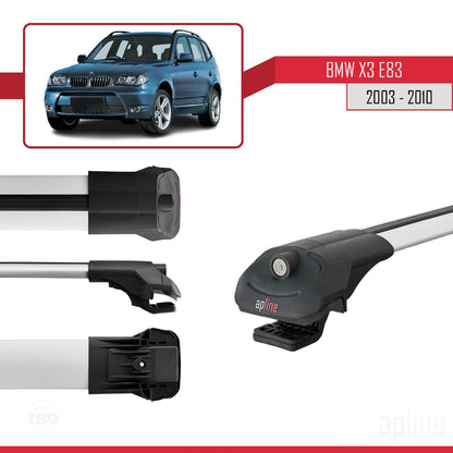 Compatibile con BMW X3 (E83) 2003-2010 ACE-1 Barre Tetto Portapacchi Auto Barre Portatutto Grigo Alluminio 2 Barre