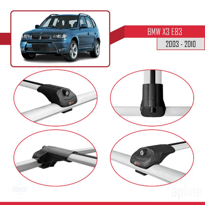 Compatibile con BMW X3 (E83) 2003-2010 ACE-1 Barre Tetto Portapacchi Auto Barre Portatutto Grigo Alluminio 2 Barre