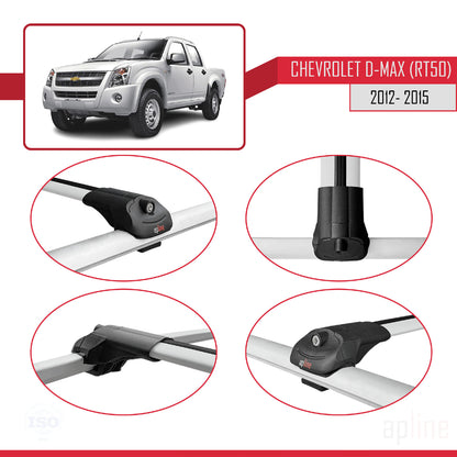 ACE-1 Dakdrager bagagedrager compatibel met Chevrolet D-Max (RT50) 2012-2015 Spoorstaven Grijs Aluminium 3 Staven