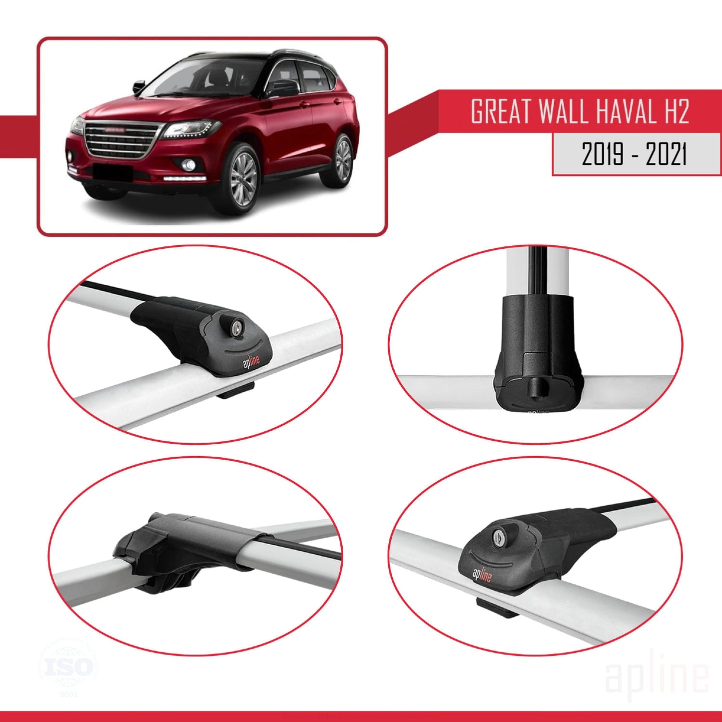 ACE-1 Dakdrager bagagedrager compatibel met Great Wall Haval H2 2019-2021 Spoorstaven Grijs Aluminium 2 Staven