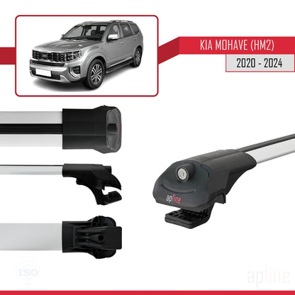 Compatible avec Kia Mohave 2 (HM2) 2020-2024 ACE-1 Barres de Toit Railing Porte-Bagages de Voiture Gris Aluminium 2 Barres