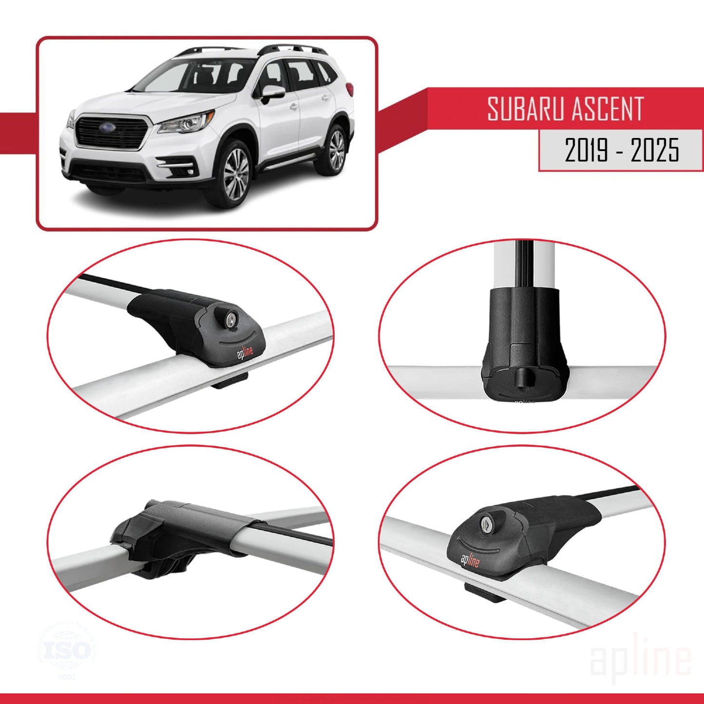 Compatibile con Subaru Ascent 2019-2025 ACE-1 Barre Tetto Portapacchi Auto Barre Portatutto Grigo Alluminio 2 Barre