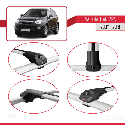 Compatible avec Vauxhall Antara 2007-2016 ACE-1 Barres de Toit Railing Porte-Bagages de Voiture Gris Aluminium 2 Barres