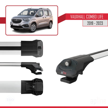 Compatible avec Vauxhall Combo E Life 2019-2022 ACE-1 Barres de Toit Railing Porte-Bagages de Voiture Gris Aluminium 2 Barres