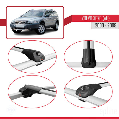 ACE-1 Dakdrager bagagedrager compatibel met Volvo XC70 (P2) 2000-2007 Spoorstaven Grijs Aluminium 3 Staven