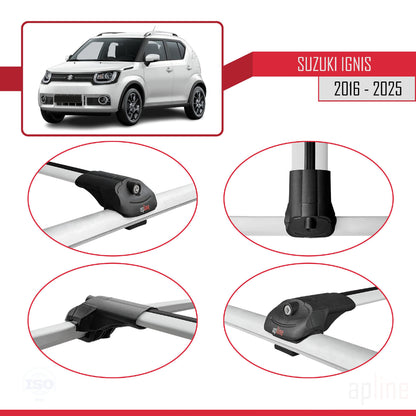 Compatible con Suzuki Ignıs 2016-2025 ACE-1 Barras de Techo Auto Portaequipajes Barras Transversales Gris Aluminio 3 Barras