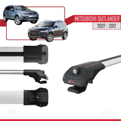 Compatible avec Mitsubishi Outlander 2 2007-2012 ACE-1 Barres de Toit Railing Porte-Bagages de Voiture Gris Aluminium 3 Barres