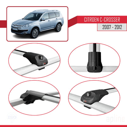 Compatibile con Citroen C-Crosser 2007-2012 ACE-1 Barre portatutto per auto Portapacchi in alluminio grigio 2 barre