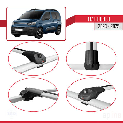 Compatibile con Fiat Doblo 3 2023-2025 ACE-1 Barre Portatutto Railing Portapacchi Auto Alluminio Grigio 2 Barre
