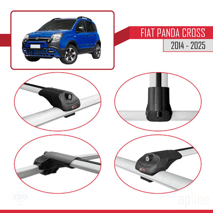 Compatibile con Fiat Panda Cross 2014-2025 ACE-1 Barre Portatutto Portapacchi Auto Alluminio Grigio 3 Barre