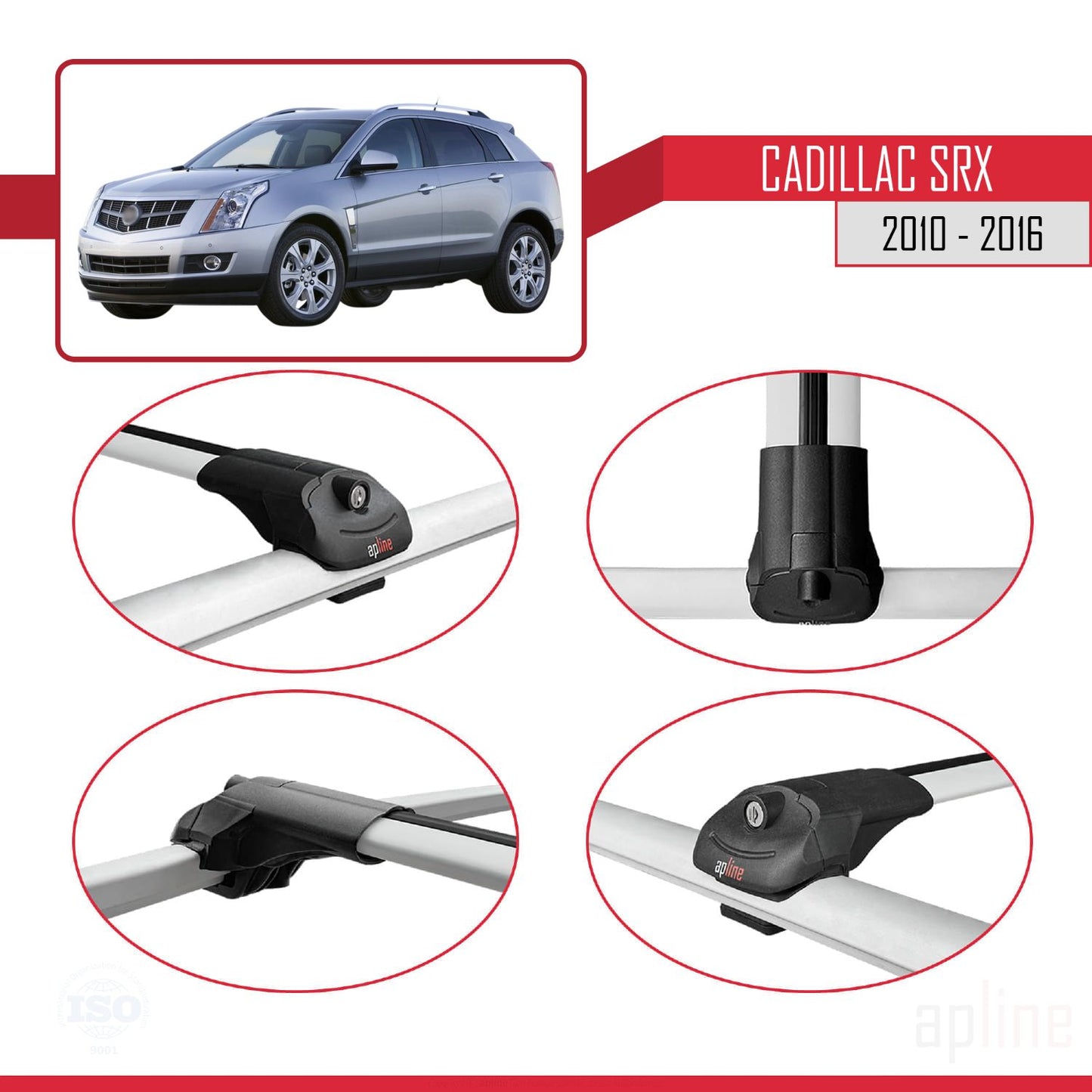 Kompatibel mit Cadillac SRX 2010-2016 ACE-1 Relingträger Dachträger Auto Gepäckträger Grau Aluminium 3 Stangen