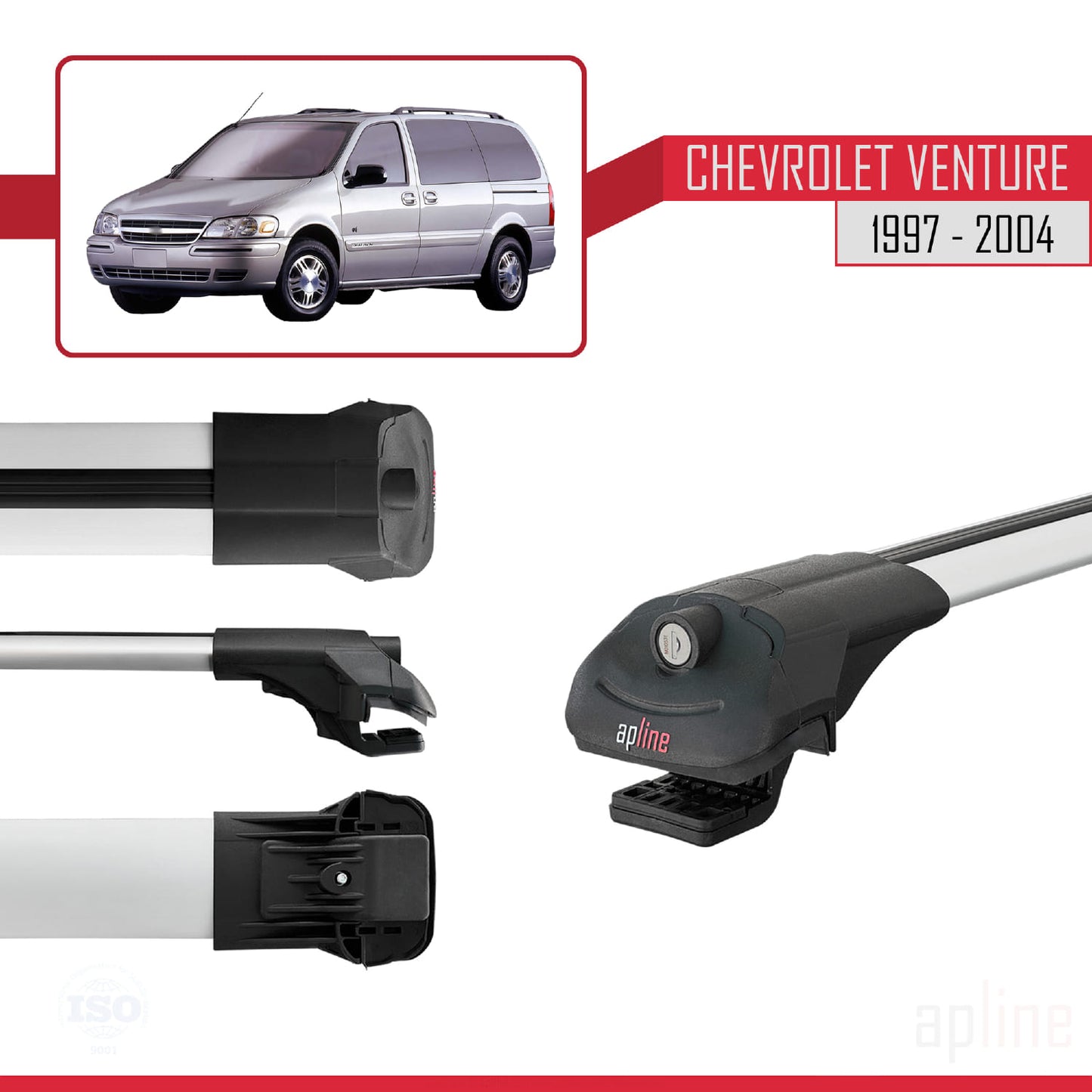 Compatibile con Chevrolet Venture 1997-2004 ACE-1 Barre Tetto Portapacchi Auto Barre Portatutto Grigo Alluminio 4 Barre