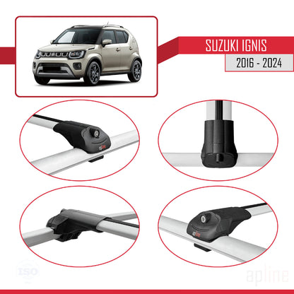 Compatibile con Suzuki Ignis 2016-2024 ACE-1 Barre Tetto Portapacchi Auto Barre Portatutto Grigo Alluminio 2 Barre