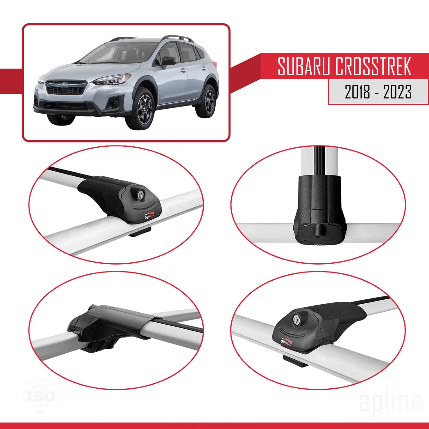 Compatibile con Subaru Crosstrek 2018-2023 ACE-1 Barre Tetto Portapacchi Auto Barre Portatutto Grigo Alluminio 3 Barre