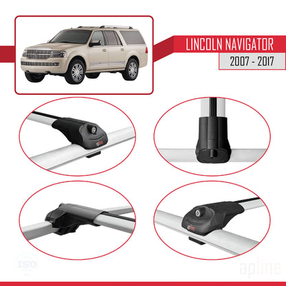 Kompatibel mit Lincoln Navigator 2007-2017 ACE-1 Relingträger Dachträger Auto Gepäckträger Grau Aluminium 2 Stangen