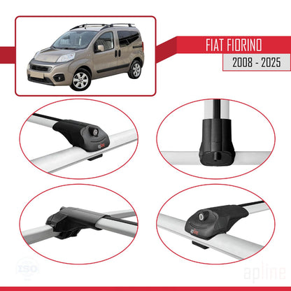Compatible avec Fiat Fiorino (Modèle Tubulaire) 2008-2025 ACE-1 Barres de Toit Railing Porte-Bagages de Voiture Gris Aluminium 2 Barres