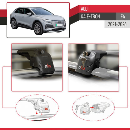 ACE-2 Dakdrager bagagedrager compatibel met Q4 (F4) E-Tron 2021-2025 Spoorstaven Grijs Aluminium 2 Staven