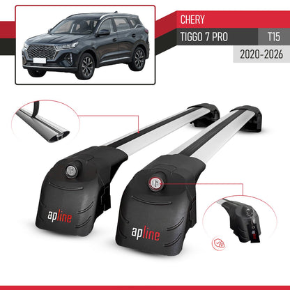 Compatible avec Chery Tiggo 7 (T15) Pro 2020-2026 ACE-2 modèle Barres de Toit Railing Porte-Bagages de Voiture Gris Aluminium Barres