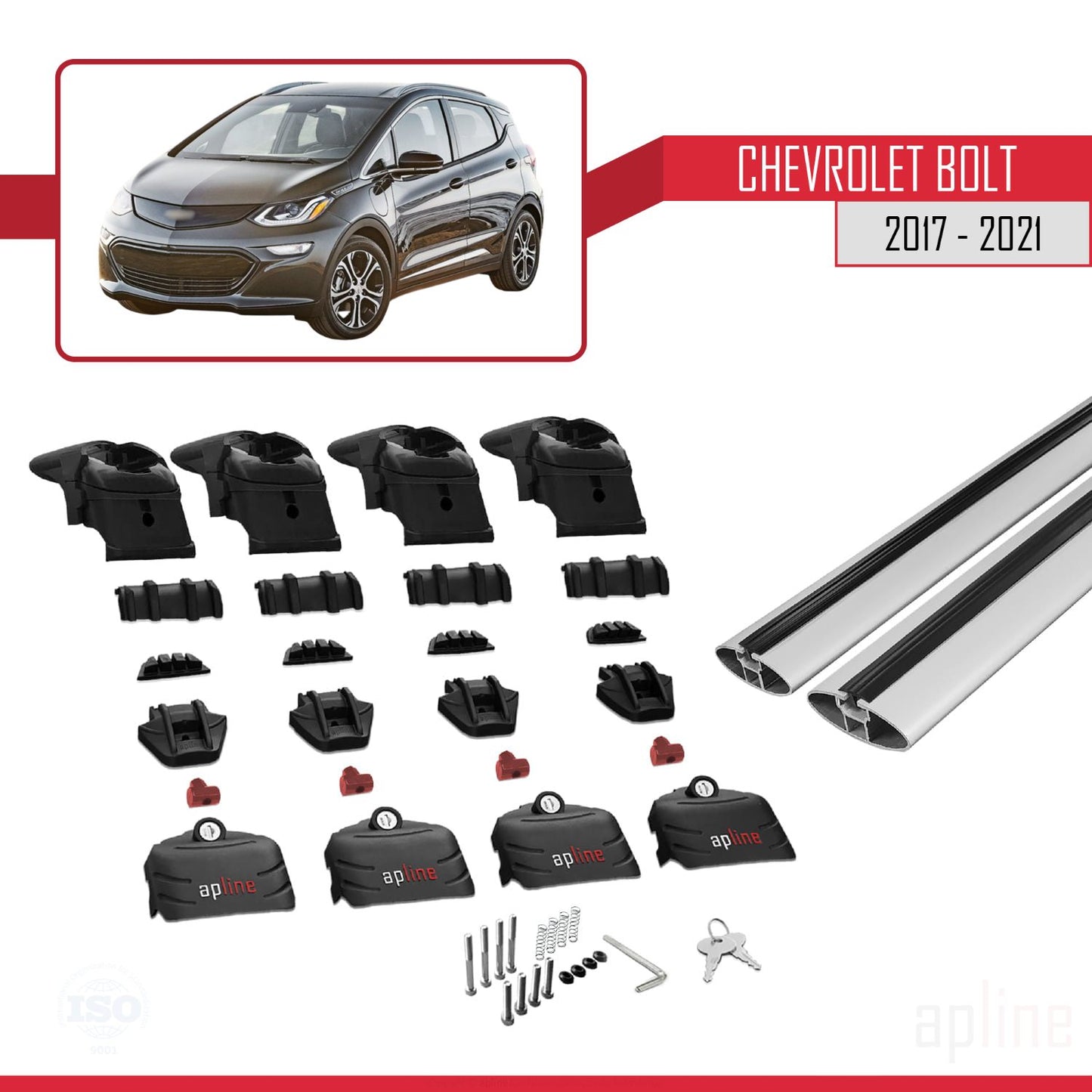 Compatible avec Chevrolet Bolt 2017-2021 ACE-2 Barres de Toit Railing Porte-Bagages de Voiture Gris Aluminium 2 Barres