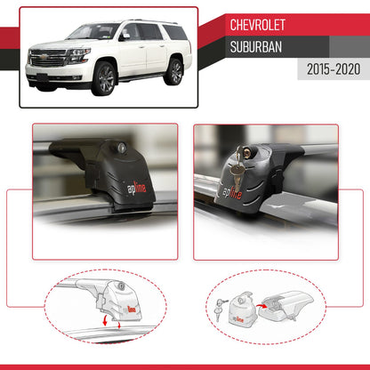 Compatibile con Chevrolet Suburban 2015-2020 ACE-2 Barre Tetto Portapacchi Auto Barre Portatutto Grigo Alluminio 2 Barre