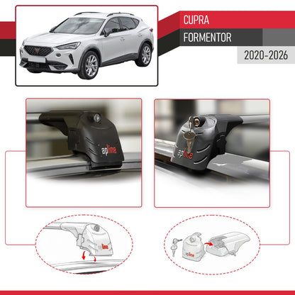 Compatible avec Cupra Formentor 2020-2026 ACE-2 modèle Barres de Toit Railing Porte-Bagages de Voiture Gris Aluminium Barres