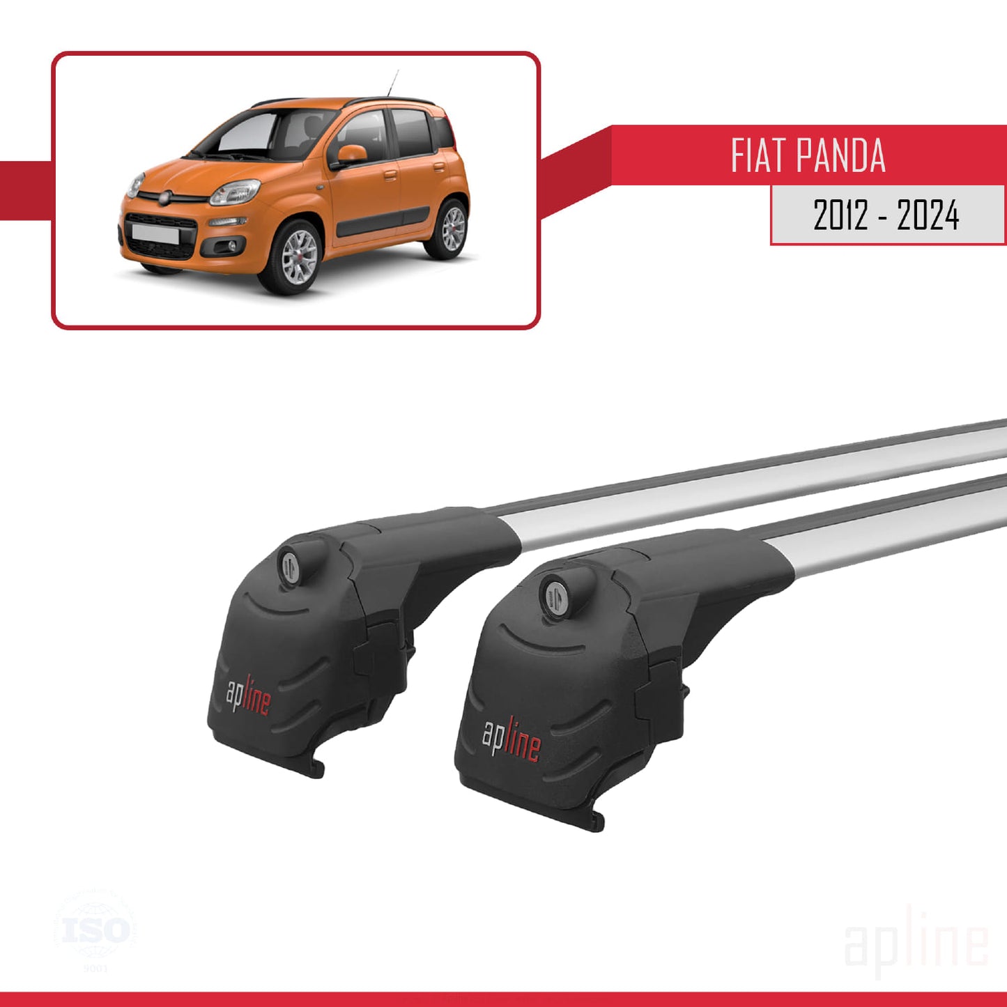 ACE-2 Dakdrager bagagedrager compatibel met Fiat Panda 3 (319) 2012-2024 Spoorstaven Grijs Aluminium 2 Staven
