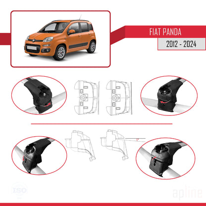 ACE-2 Dakdrager bagagedrager compatibel met Fiat Panda 3 (319) 2012-2024 Spoorstaven Grijs Aluminium 2 Staven