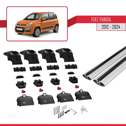 ACE-2 Dakdrager bagagedrager compatibel met Fiat Panda 3 (319) 2012-2024 Spoorstaven Grijs Aluminium 2 Staven
