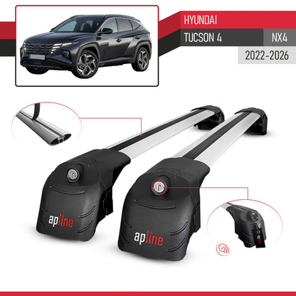 Compatible avec Hyundai Tucson 4 (NX4) 2022-2026 ACE-2 modèle Barres de Toit Railing Porte-Bagages de Voiture Gris Aluminium Barres