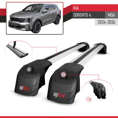 Compatible avec Kia Sorento 4 (MQ4) Post-Facelift 2024-2026 ACE-2 modèle Barres de Toit Railing Porte-Bagages de Voiture Gris Aluminium Barres