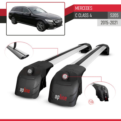 Kompatibel mit Mercedes C Klasse 4 (S205) 2015-2021 ACE-2 Relingträger Dachträger Auto Gepäckträger Grau Aluminium 2 Stangen