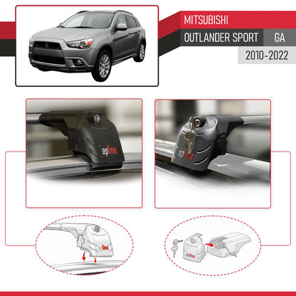 Compatible avec Mitsubishi Outlander Sport (GA) 2010-2022 ACE-2 modèle Barres de Toit Railing Porte-Bagages de Voiture Gris Aluminium Barres