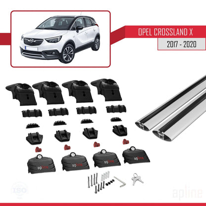 Compatible avec Opel Crossland X 2017-2020 ACE-2 Barres de Toit Railing Porte-Bagages de Voiture Gris Aluminium 2 Barres