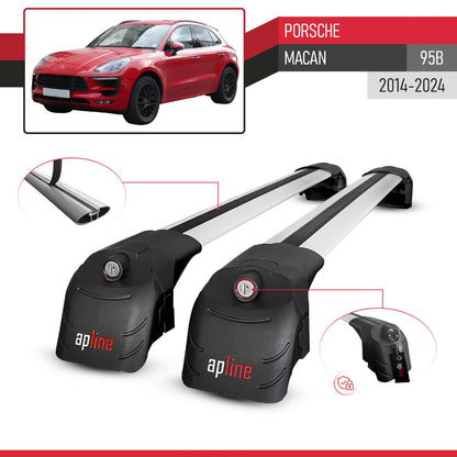 Kompatibel mit Porsche Macan (95B) 2014-2024 ACE-2 Relingträger Dachträger Auto Gepäckträger Grau Aluminium 2 Stangen