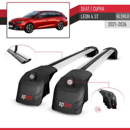 Compatible avec Seat/Cupra Leon 4 ST (KL1/KL8) 2021-2026 ACE-2 modèle Barres de Toit Railing Porte-Bagages de Voiture Gris Aluminium Barres