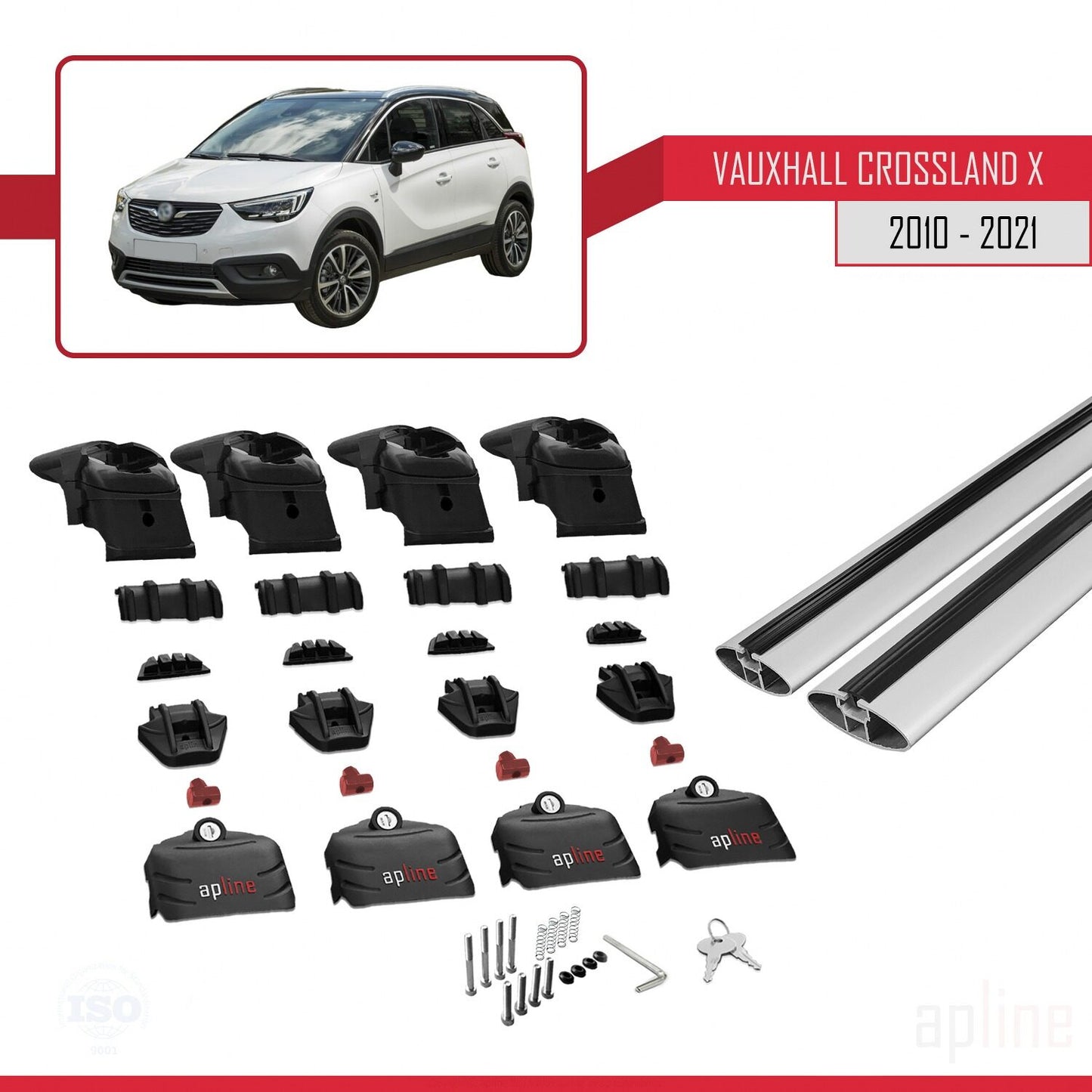 Compatible avec Vauxhall Crossland X 2017-2020 ACE-2 Barres de Toit Railing Porte-Bagages de Voiture Gris Aluminium 2 Barres