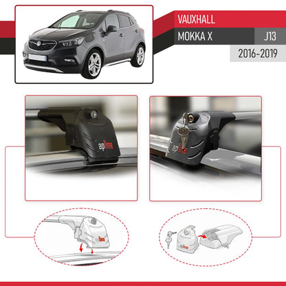 Compatible avec Vauxhall Mokka X (J13) 2016-2019 ACE-2 modèle Barres de Toit Railing Porte-Bagages de Voiture Gris Aluminium Barres