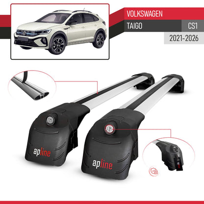 Kompatibel mit Volkswagen Taigo (CS1) 2021-2025 ACE-2 Relingträger Dachträger Auto Gepäckträger Grau Aluminium 2 Stangen