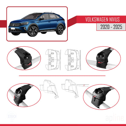 Kompatibel mit Volkswagen Nivus (CS1) 2021-2025 ACE-2 Relingträger Dachträger Auto Gepäckträger Grau Aluminium 2 Stangen