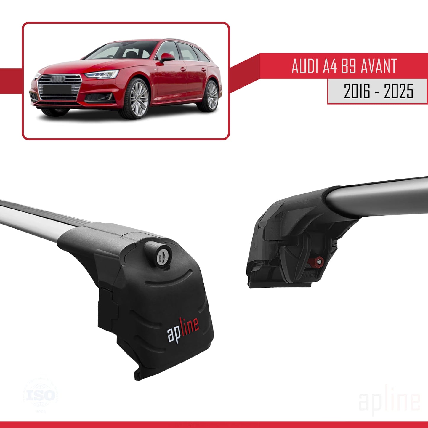 Compatibile con A4 (B9) Avant 2016-2025 ACE-2 Barre portatutto per auto Portapacchi Alluminio grigio 2 barre